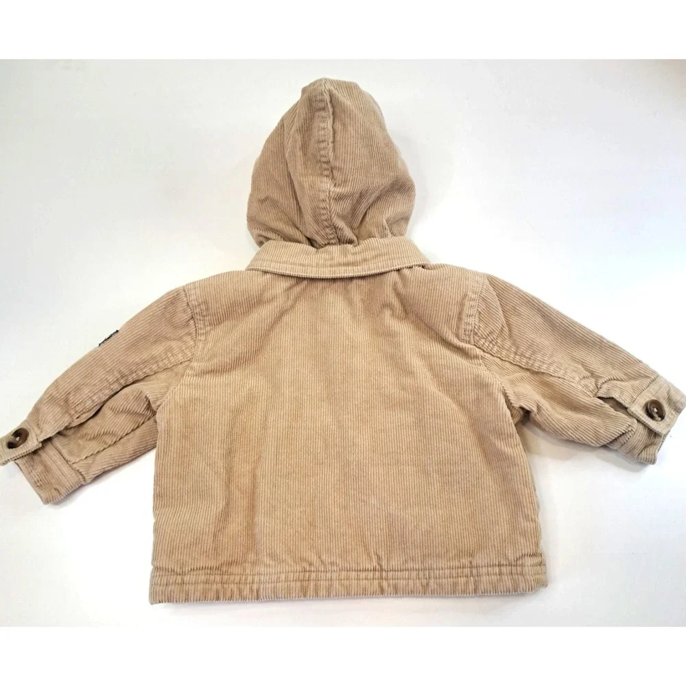 Koala Kids Nordic Corduroy‎ Coat Baby 3-6 Months Tan Plaid Lining